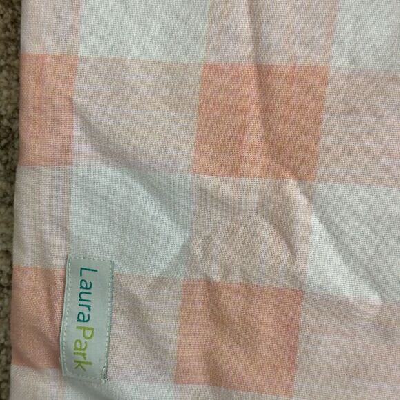 Laura Park Pink & White Checkered Lumbar Pillow Cover 14”x36” - Picture 3 of 5